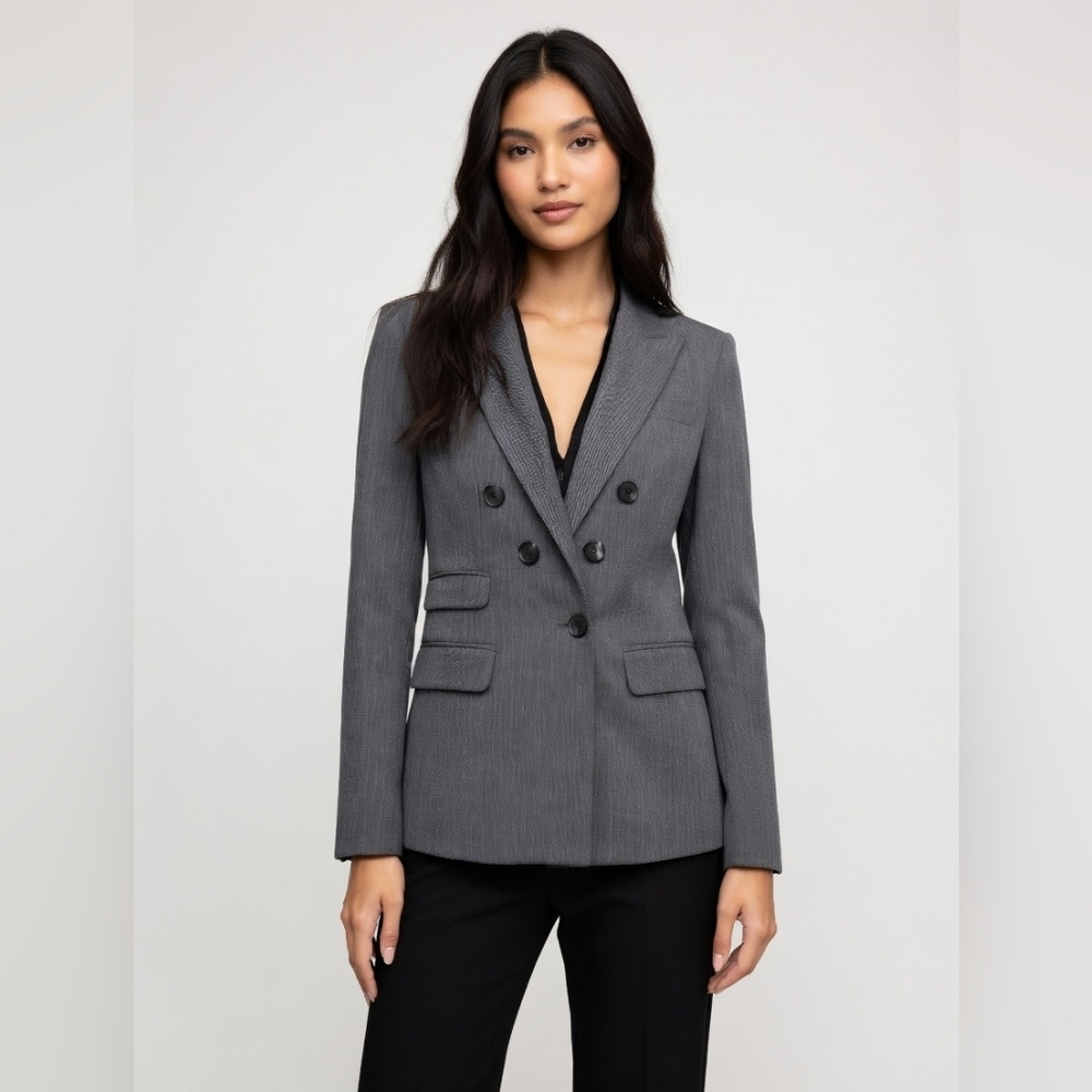 Express Gray Double-Breasted Tailored Blazer NWT - image 2